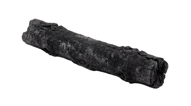 Natural Charcoal Stick, Charcoal Briquette Log, Organic Black Wood Charcoal for Barbecue and Grilling isolated PNG with Transparent Background
