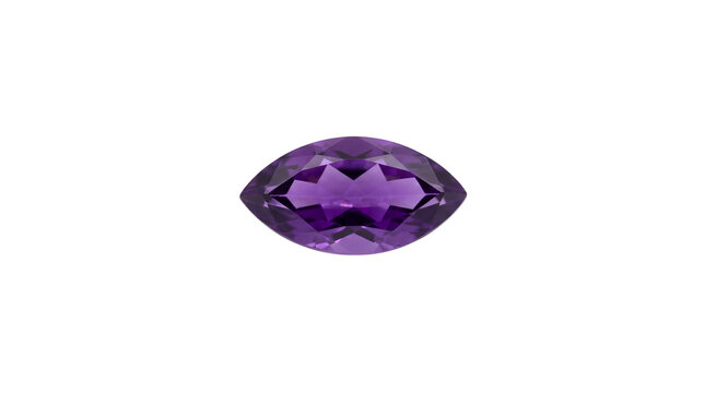 Marquise cut purple amethyst gemstone, faceted violet jewel crystal for luxury jewelry design, polished precious stone isolated PNG with Transparent Background