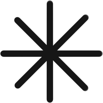 Black eight-pointed star symbol on white background