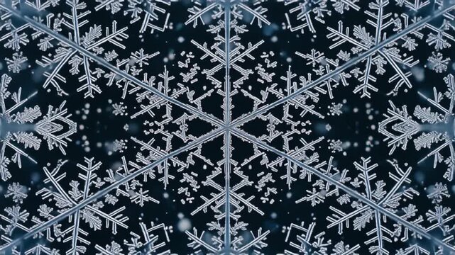 Intricate Snowflake Pattern Mandala - Winter Frost Ice Crystal Abstract Background