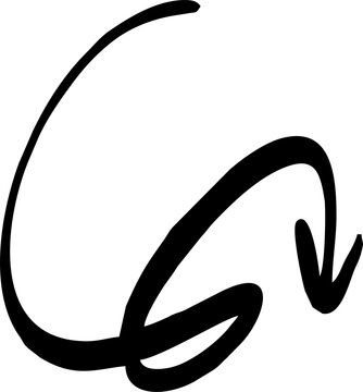 Black curved arrow pointing down and to the right