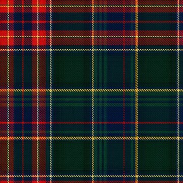Pattern features red and green plaid squares in a continuous design