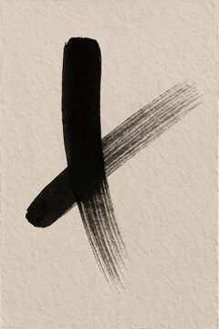 Minimalist Japanese calligraphy ink strokes on textured cream paper representing traditional sumi-e art