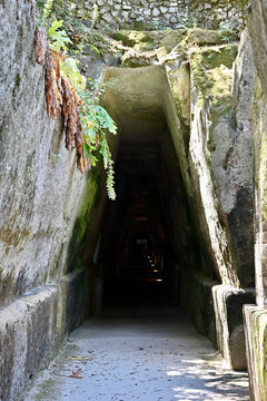 Entrance to the Cave of the Sibyl, Cuma Archaeological Park, Southern Italy - Portrait