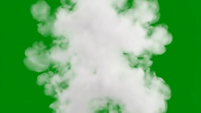 White smoke cloud or vapor effect animation on a green screen and chromakey background for video editing and special effects compositing