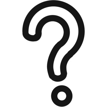 Bold black question mark icon on a white background