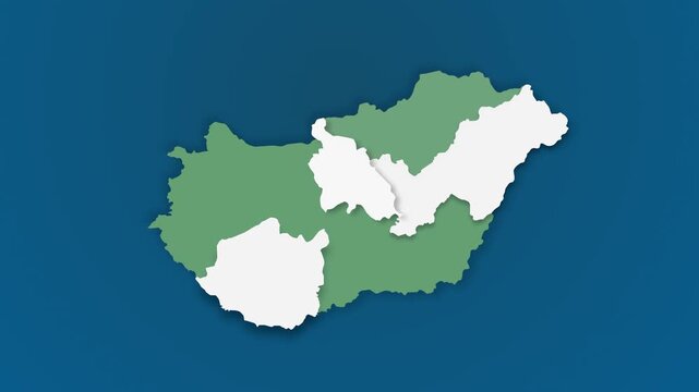 Hungary Regional Map Animation, Highlighting Specific Counties