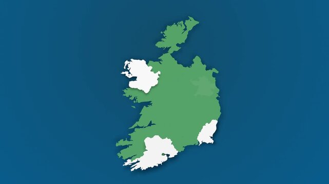 Ireland Map with Highlighting Counties and Administrative Boundaries