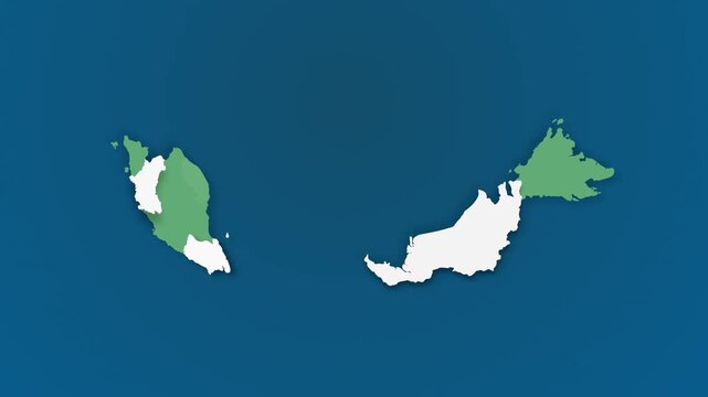 Malaysia Regional Map Animation, Highlighting Specific States and Territory