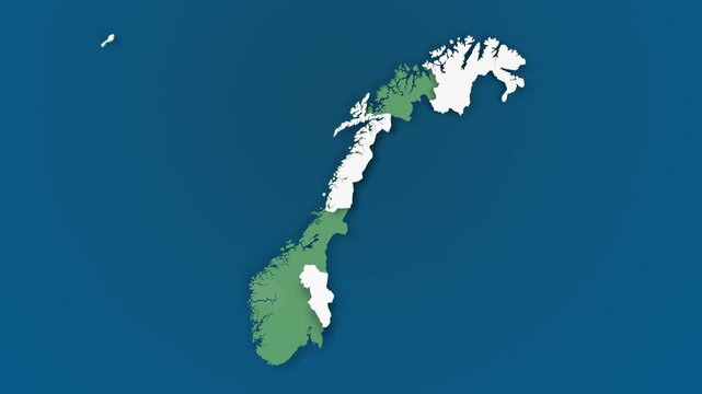 Norway Map with Highlighting Counties and Administrative Boundaries