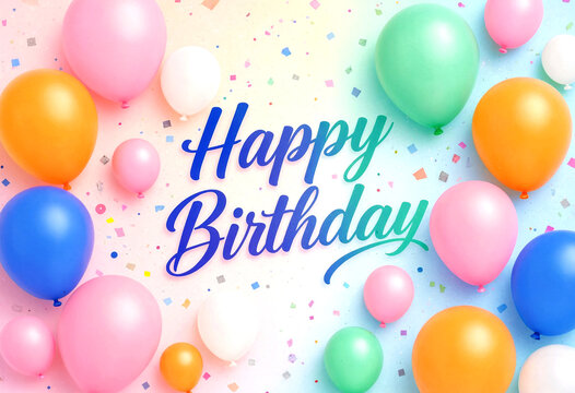 Colorful Balloons Celebrating Happy Birthday Message Design
