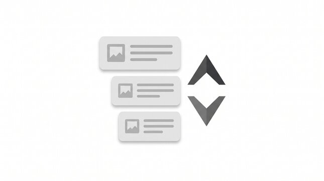 Minimalist UI sorting icon set, web user interface design elements, grey modern control navigation arrows for digital layout