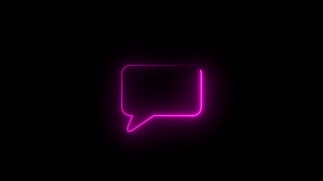 neon pink glowing speech bubble frame loop on black background