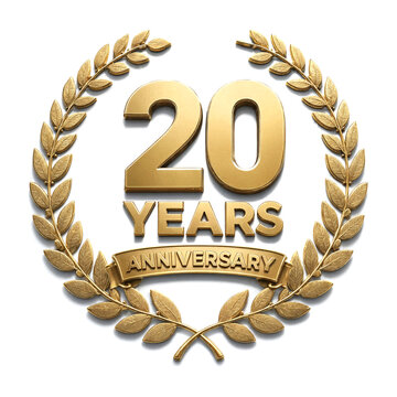 Golden laurel wreath celebrating twenty years anniversary milestone design