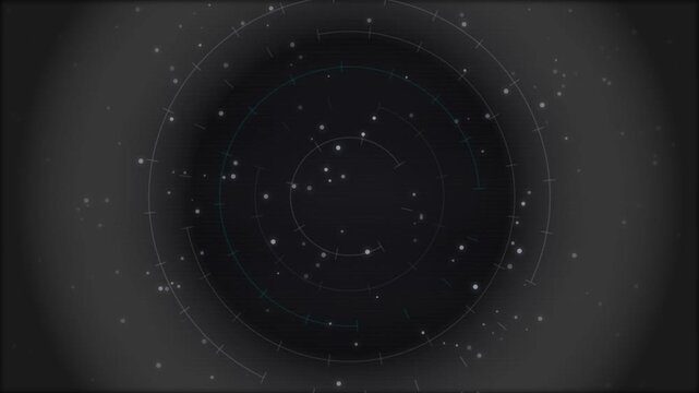 Futuristic radar hud interface scanning digital space on dark background for high tech video.