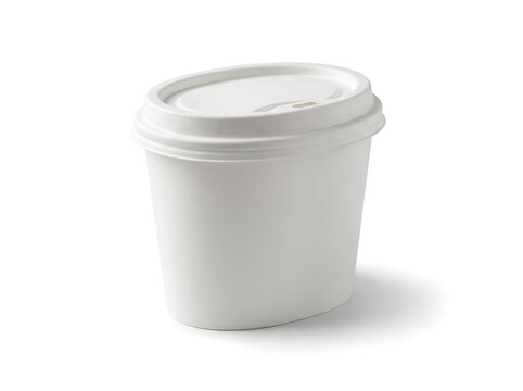 White plastic food storage container with lid isolated on white background, illustration