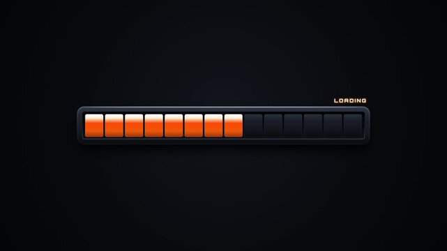Animated Segmented Loading Bar with Glowing Orange Progress Indicator