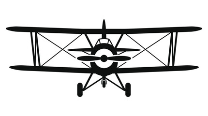Biplane silhouette against a white background depicts a vintage aircraft design © KILLER