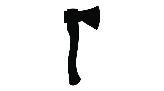 Black silhouette of a hand axe against a white background