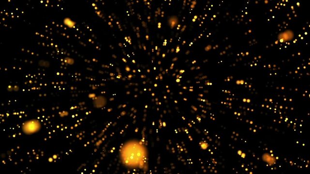 Golden Christmas background calm rotating gold stars and particles. 4k seamless loop	