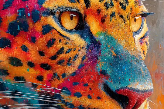 Vibrant Leopard Print Creation Showcases Bold Colors in an Artistic Expression Generative AI