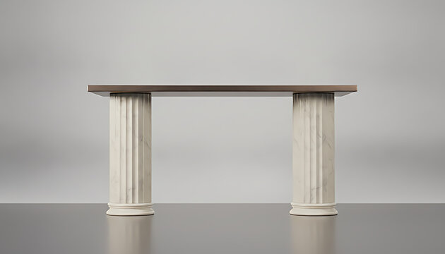 Modern console table with marble column legs