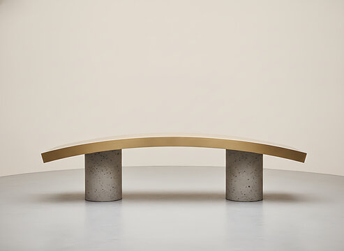 Curved bench with terrazzo bases