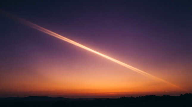 deep purple fading to vibrant orange gradient background, film grain texture overlay, bright warm light streak, smooth dramatic sunset transition, cinematic dusk atmosphere, abstract minimal, high res