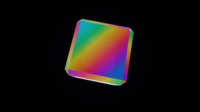 Rotating Iridescent Prism Cube with Rainbow Spectrum