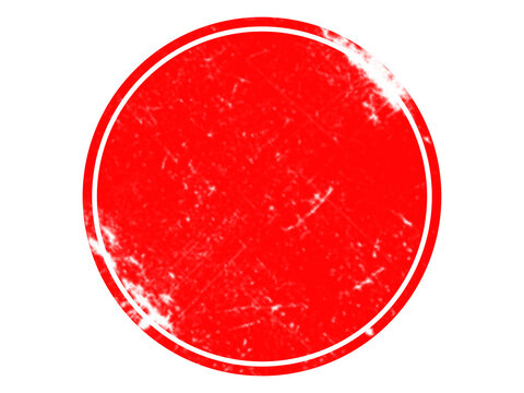 A vibrant red circle shape with a thin black outline isolated on a solid black background, featuring a simple flat isolated on a transparent background