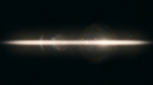 Anamorphic lens flare with horizontal light streak and bokeh elements