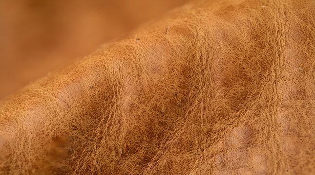 Natural Leather Grain Close-Up, Detailed Texture Pattern, Warm Brown Color, Rustic Material, Luxury Background, Craft Design Element.