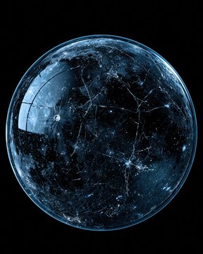Night sky resembling a painted dome with fixed stars featuring subtle cracks in the firmament and a mysterious glow.