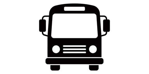 Front view black public bus vehicle icon for transportation and transit service design. © muhammad