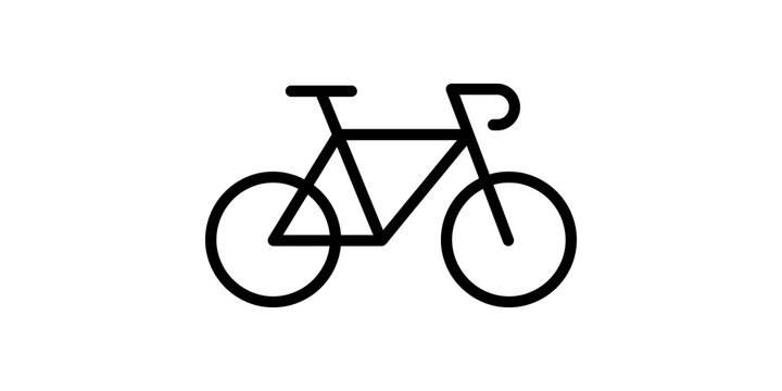 Simple bicycle line art icon showing minimalist transport design for urban commuting.