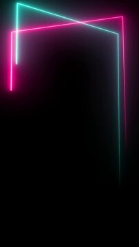 Neon frame in the style of the popular social media. For use in slideshows, social media posts, live broadcasts, short films, videos, and animations. Vertical video