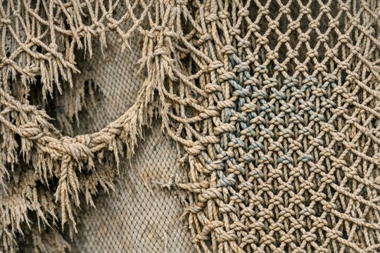 A detailed view of a rope texture and pattern
