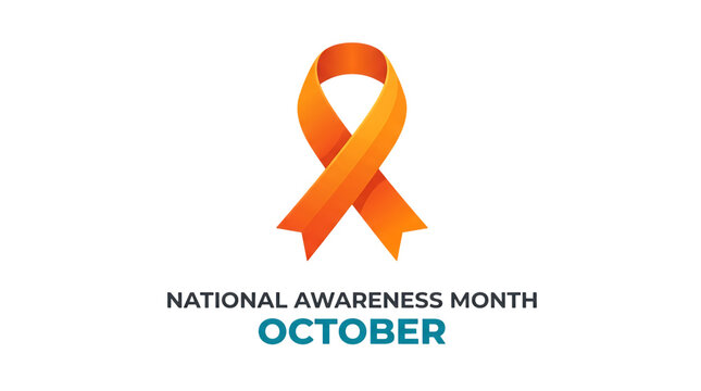 Orange awareness ribbon for national awareness month october
