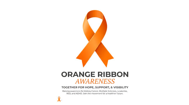 Orange awareness ribbon symbol for support and health