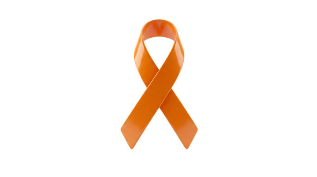 Orange awareness ribbon symbol isolated on white background
