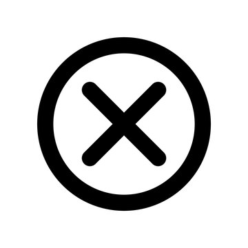 Black X icon on white background, error or cancel symbol