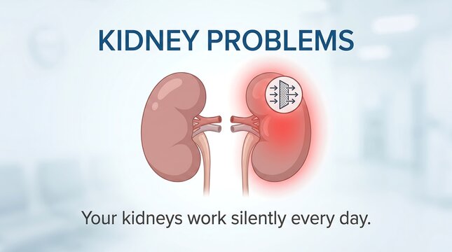 Medical vector illustration of human kidneys showing kidney problems and renal filtration filter malfunction with glowing red inflammation