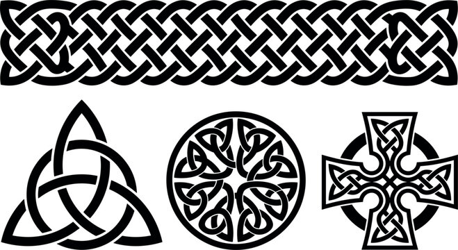 Intricate celtic knotwork pattern displays interwoven designs a traditional vector illustration on a white background