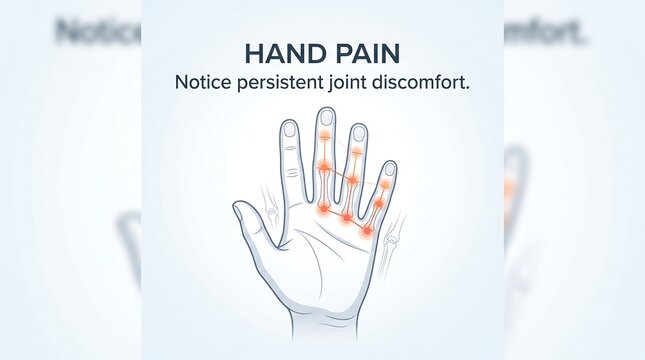 Hand pain vector infographic displaying joint discomfort and arthritis symptoms in fingers