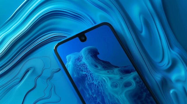 Minimalist mobile mockup with silhouette and blurred rgb background for bitcoin app design