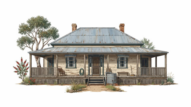 Australian outback homestead vec&hellip; concept vector illustration for creative projects and modern business isolated background element