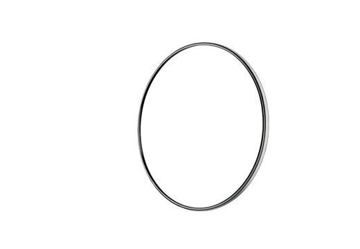 Glossy chrome silver oval frame on transparent background