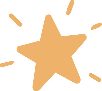 A simple hand-drawn golden star with radiating accent lines in a playful minimalist style.