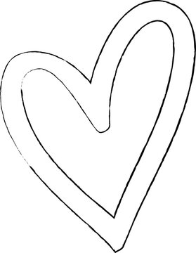 Simple hand-drawn black heart outline with an organic asymmetrical shape