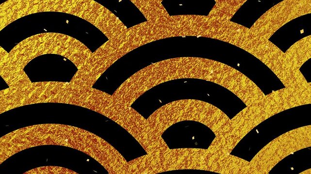 confetti gold fall pattern02 seigaiha pattern max loop （black gold background）01